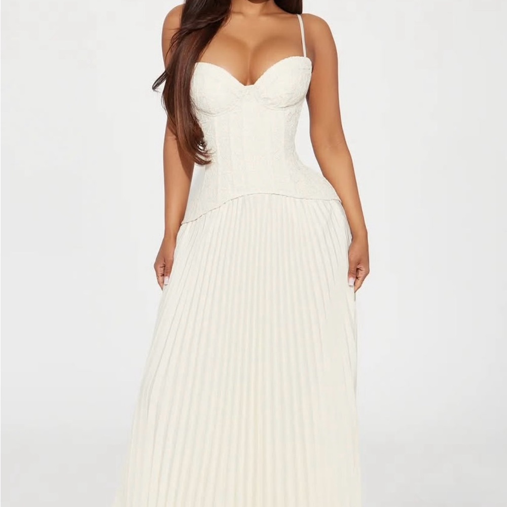 Fashion Nova Strapless White Maxi Dress